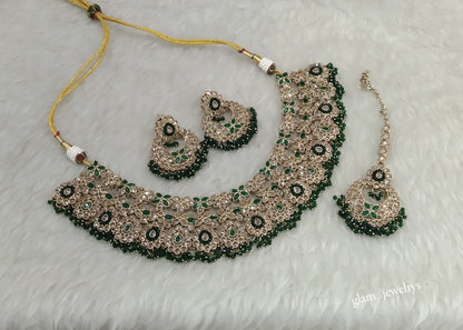 Antique Green Necklace Indian Jewelry Meera Set