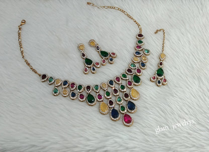Antique Multi Color Necklace Indian Jewelry Yara Set