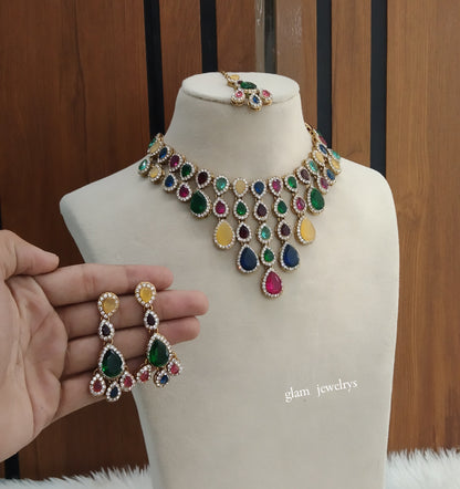 Antique Multi Color Necklace Indian Jewelry Yara Set