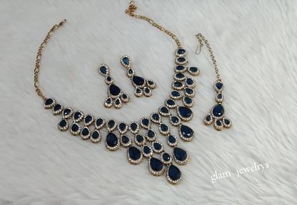 Antique Blue Necklace Indian Jewelry Yara Set