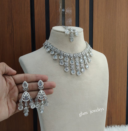 Silver Necklace Indian Jewelry Yara Set