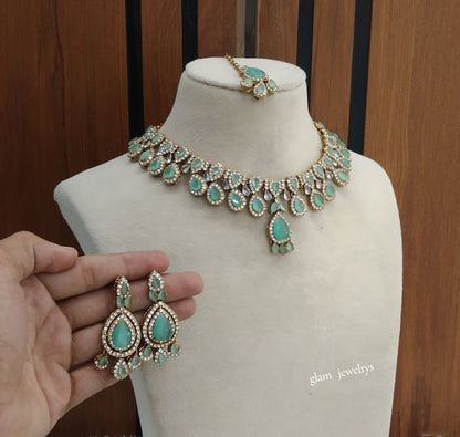 Antique Mint Necklace Indian Jewelry Yara Set
