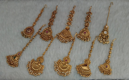 Gold polki Tikka Jewellery Indian Headpiece Jewellery