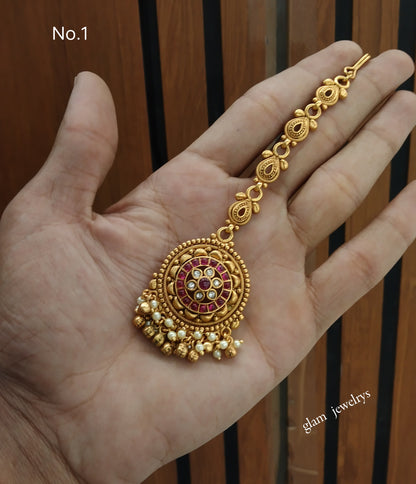 Gold polki Tikka Jewellery Indian Headpiece Jewellery