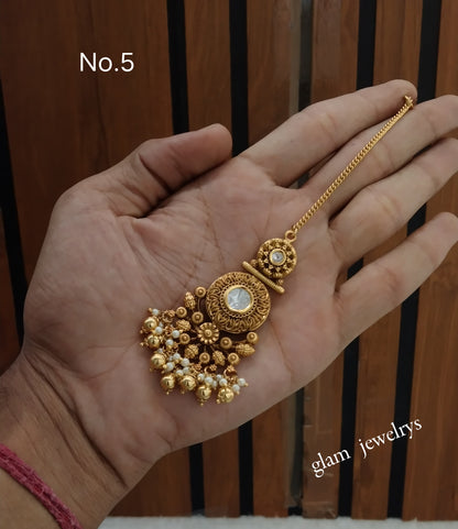 Gold polki Tikka Jewellery Indian Headpiece Jewellery