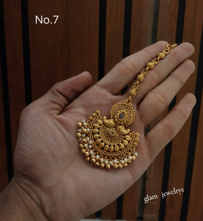 Gold polki Tikka Jewellery Indian Headpiece Jewellery