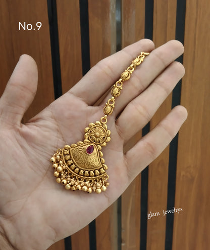 Gold polki Tikka Jewellery Indian Headpiece Jewellery