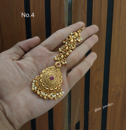 Gold polki Tikka Jewellery Indian Headpiece Jewellery