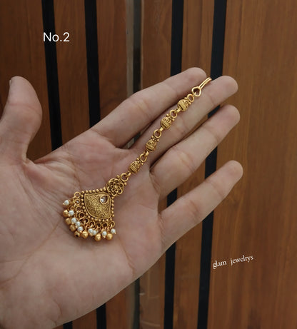 Gold polki Tikka Jewellery Indian Headpiece Jewellery