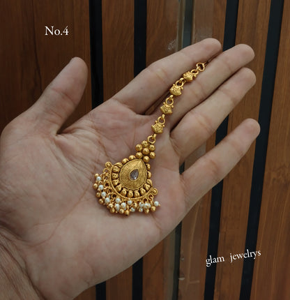 Gold polki Tikka Jewellery Indian Headpiece Jewellery