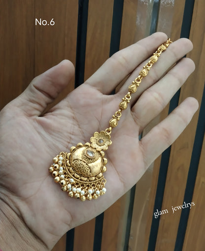 Gold polki Tikka Jewellery Indian Headpiece Jewellery