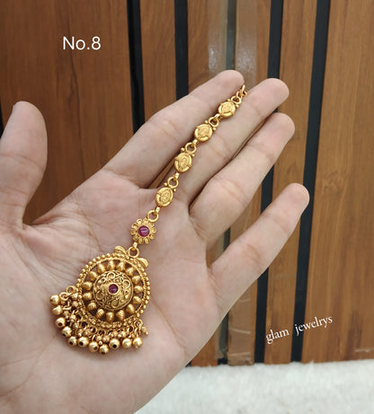 Gold polki Tikka Jewellery Indian Headpiece Jewellery