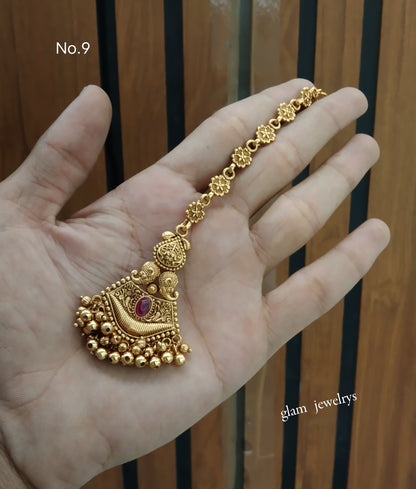 Gold polki Tikka Jewellery Indian Headpiece Jewellery