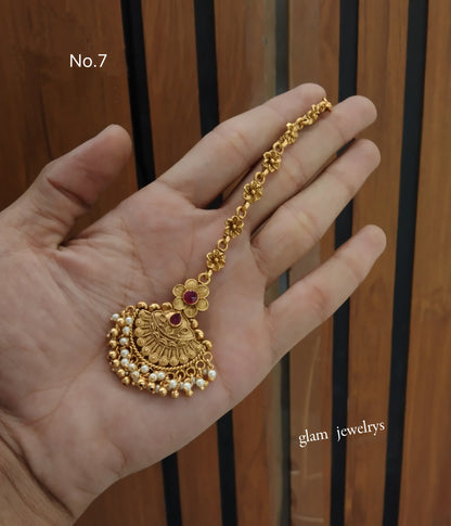 Gold polki Tikka Jewellery Indian Headpiece Jewellery