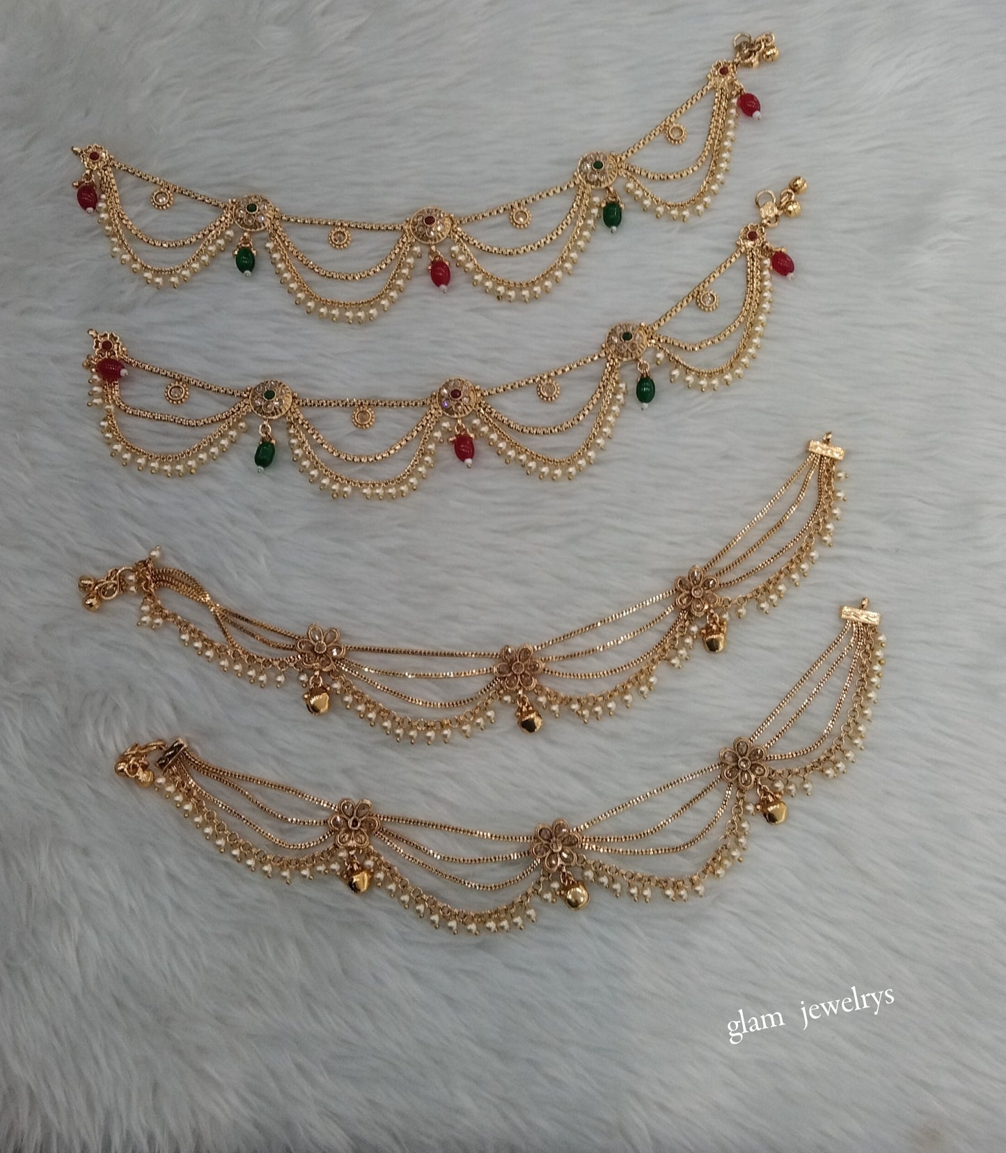 Antique Gold Anklets Jhanjar Payal Indian Jewellery  Set