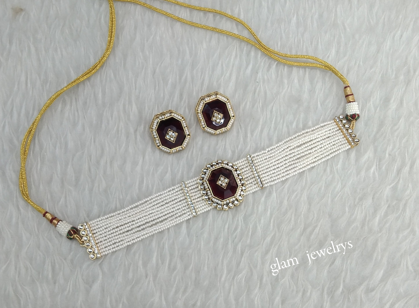 Maroon Kundan Choker Indian jewellery Eman sets