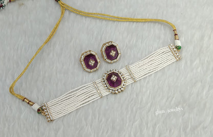 Purple Kundan Choker Indian jewellery Eman sets