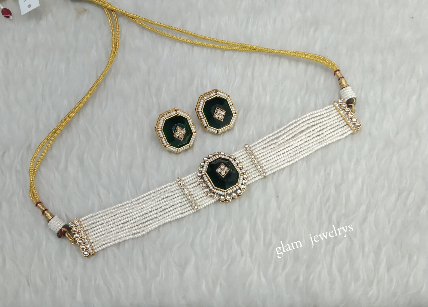 Green Kundan Choker Indian jewellery Eman sets