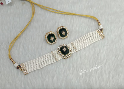 Green Kundan Choker Indian jewellery Eman sets
