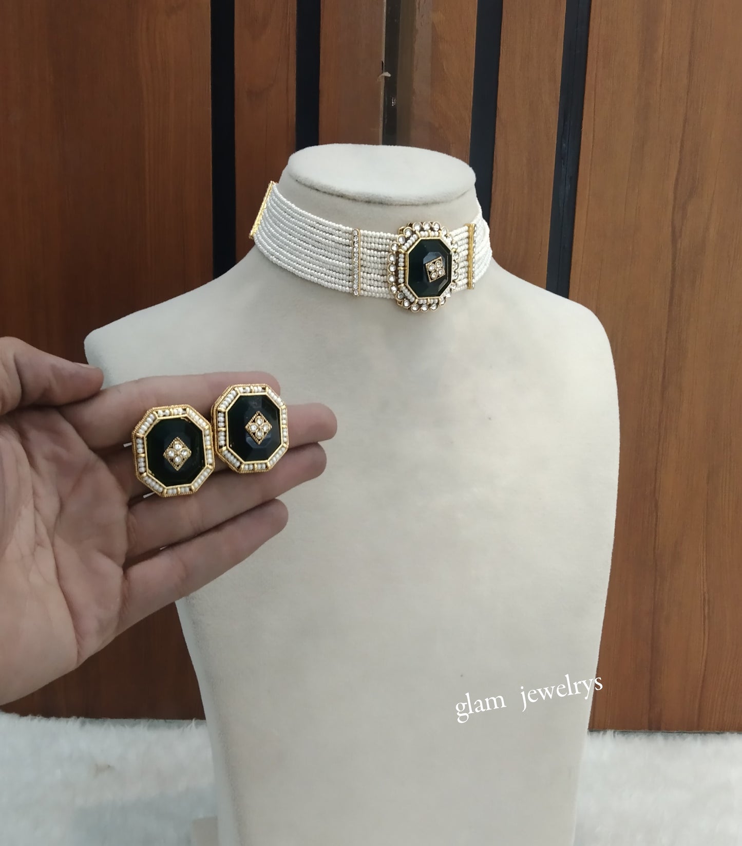 Green Kundan Choker Indian jewellery Eman sets