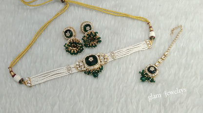 Green Kundan Choker Indian jewellery Asma  sets