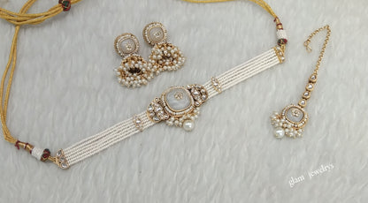 White Kundan Choker Indian jewellery Asma  sets