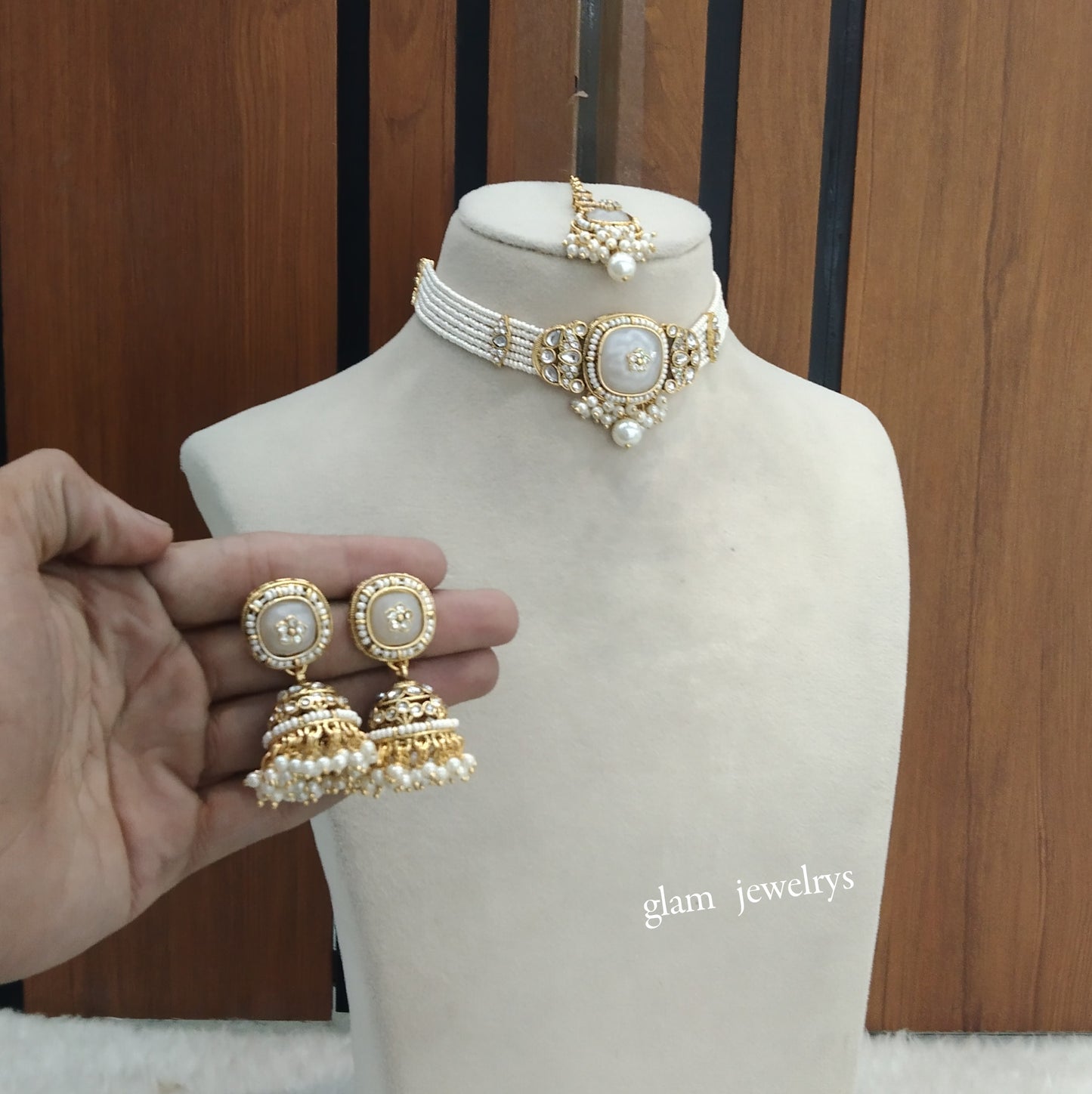 White Kundan Choker Indian jewellery Asma  sets