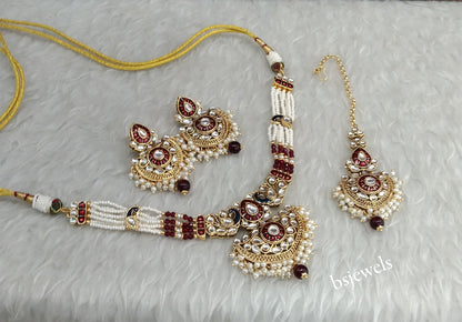 Maroon Kundan Choker Indian jewellery Ella sets