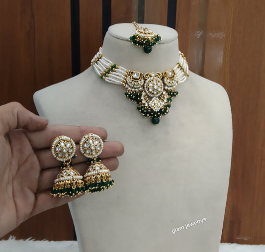 Green Kundan Choker Indian jewellery Emillia sets