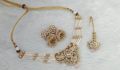 Mint Pink Kundan Choker Indian jewellery Emillia sets