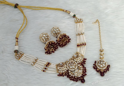 Mroon Kundan Choker Indian jewellery Emillia sets