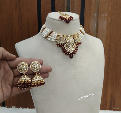 Mroon Kundan Choker Indian jewellery Emillia sets
