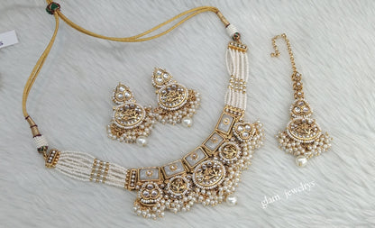 Gold White Kundan necklace Set/ kundan Indian jewellery Sylvia sets