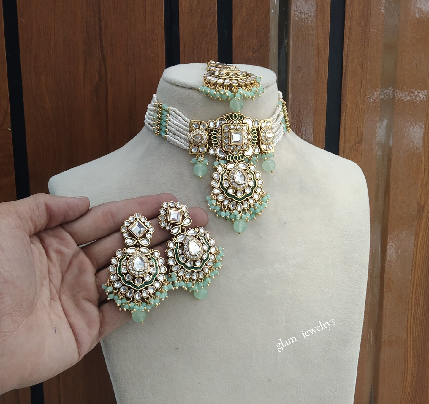 Mint Kundan Choker Indian jewellery Helena sets
