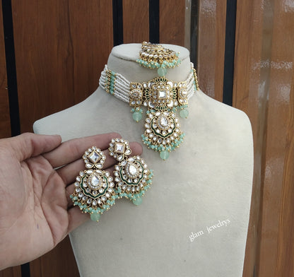Mint Kundan Choker Indian jewellery Helena sets