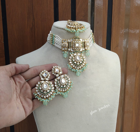 Mint Kundan Choker Indian jewellery Helena sets