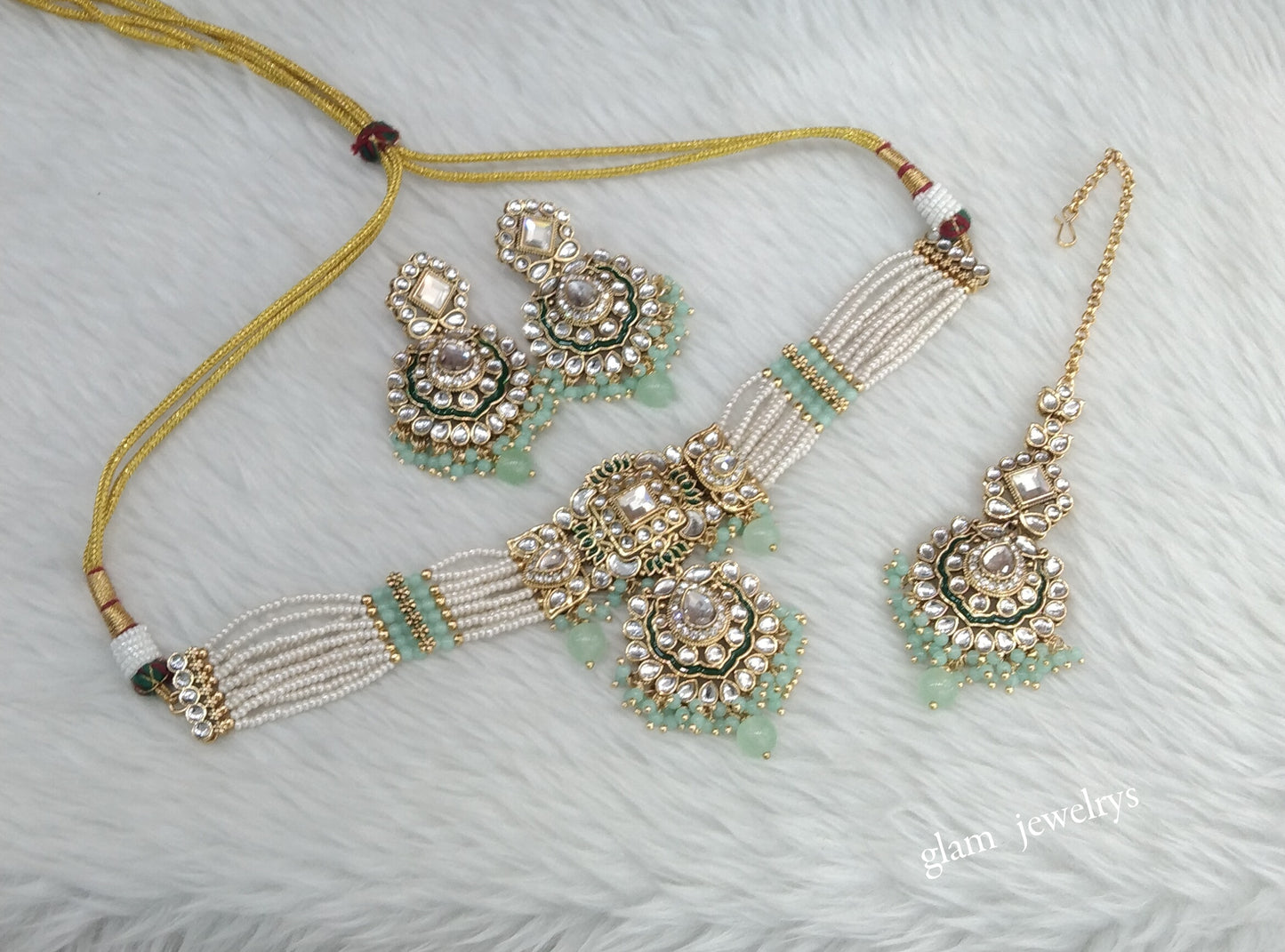 Mint Kundan Choker Indian jewellery Helena sets