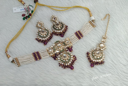Purple Kundan Choker Indian jewellery Helena sets