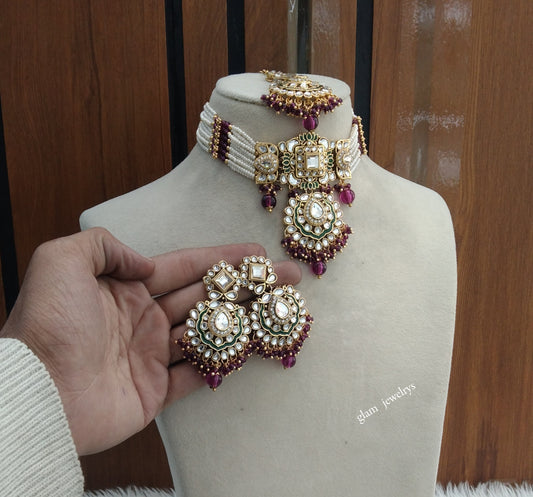 Purple Kundan Choker Indian jewellery Helena sets