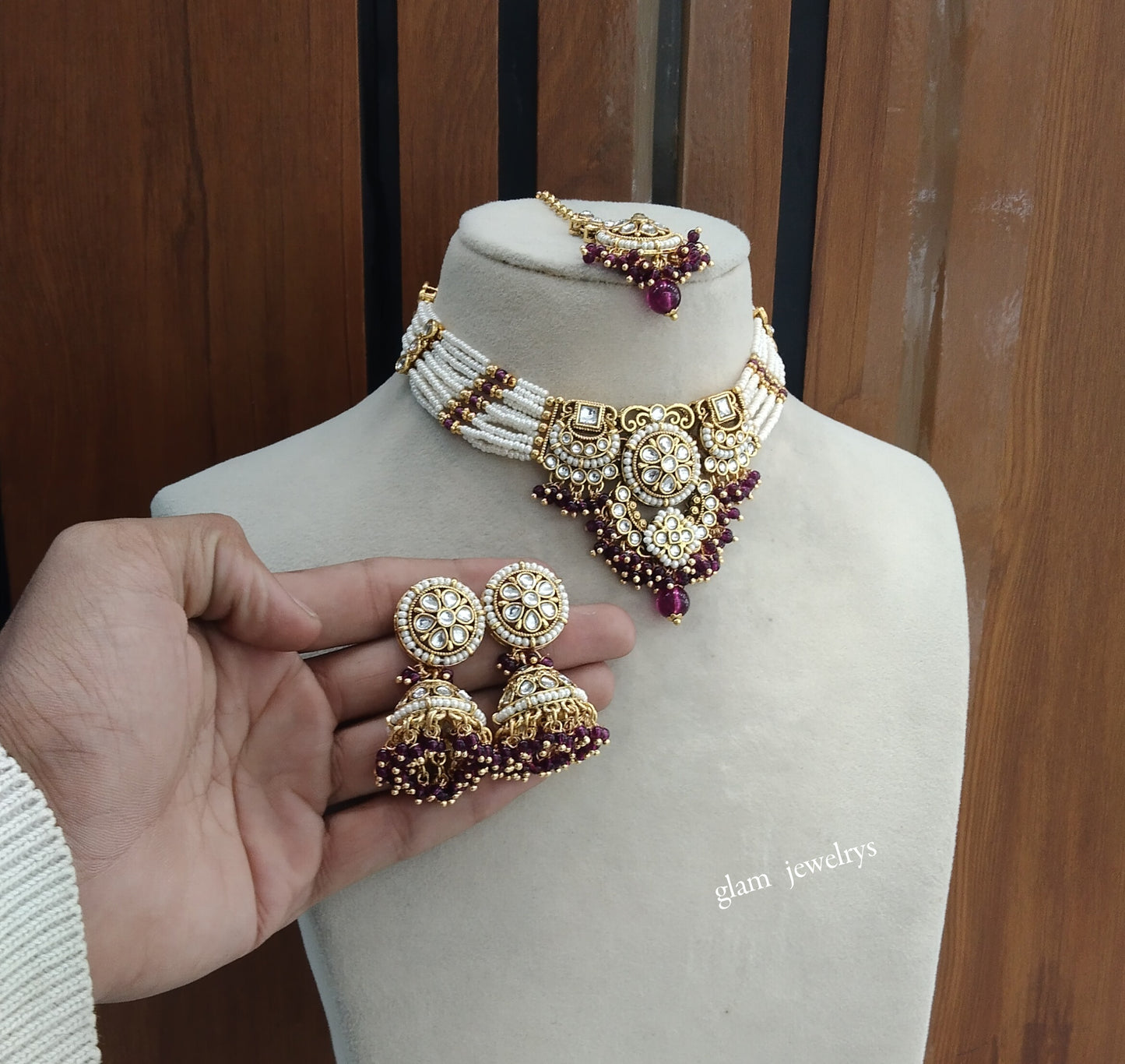 Purple Kundan Choker Indian jewellery Emillia sets