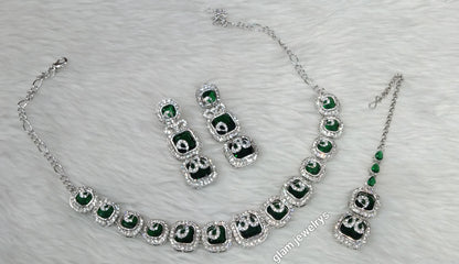Silver Green Necklace Hallie sets
