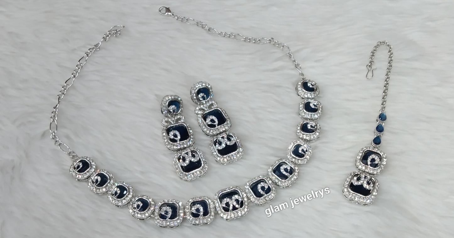 Silver Blue Necklace Hallie sets