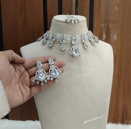 White Choker Jewellery Nova  Sets