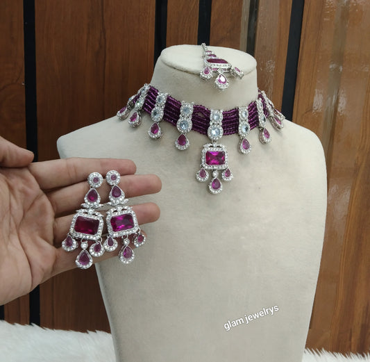 purple Choker Jewellery Nova  Sets