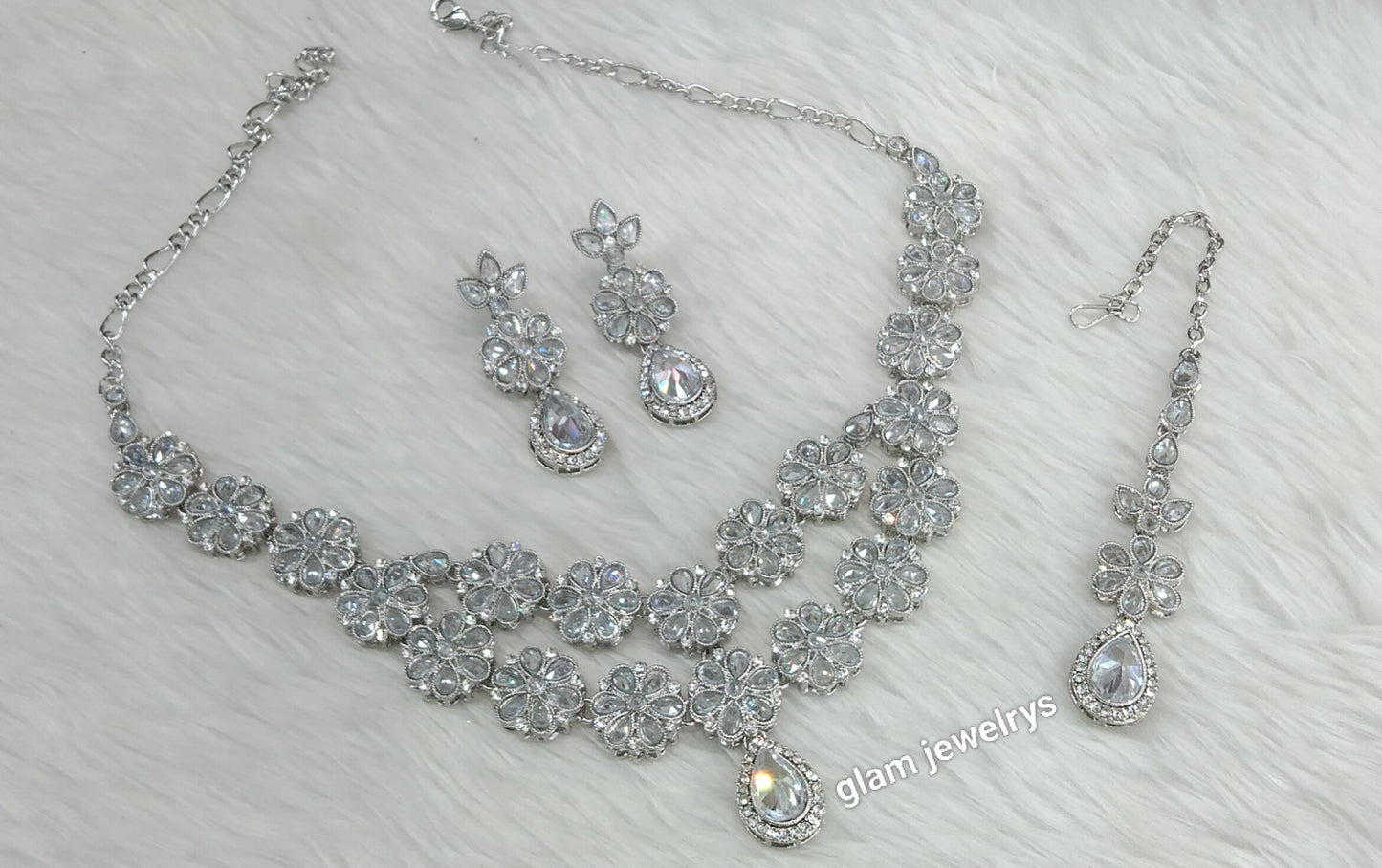 Silver White Necklace Lvla sets