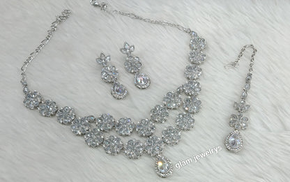 Silver White Necklace Lvla sets