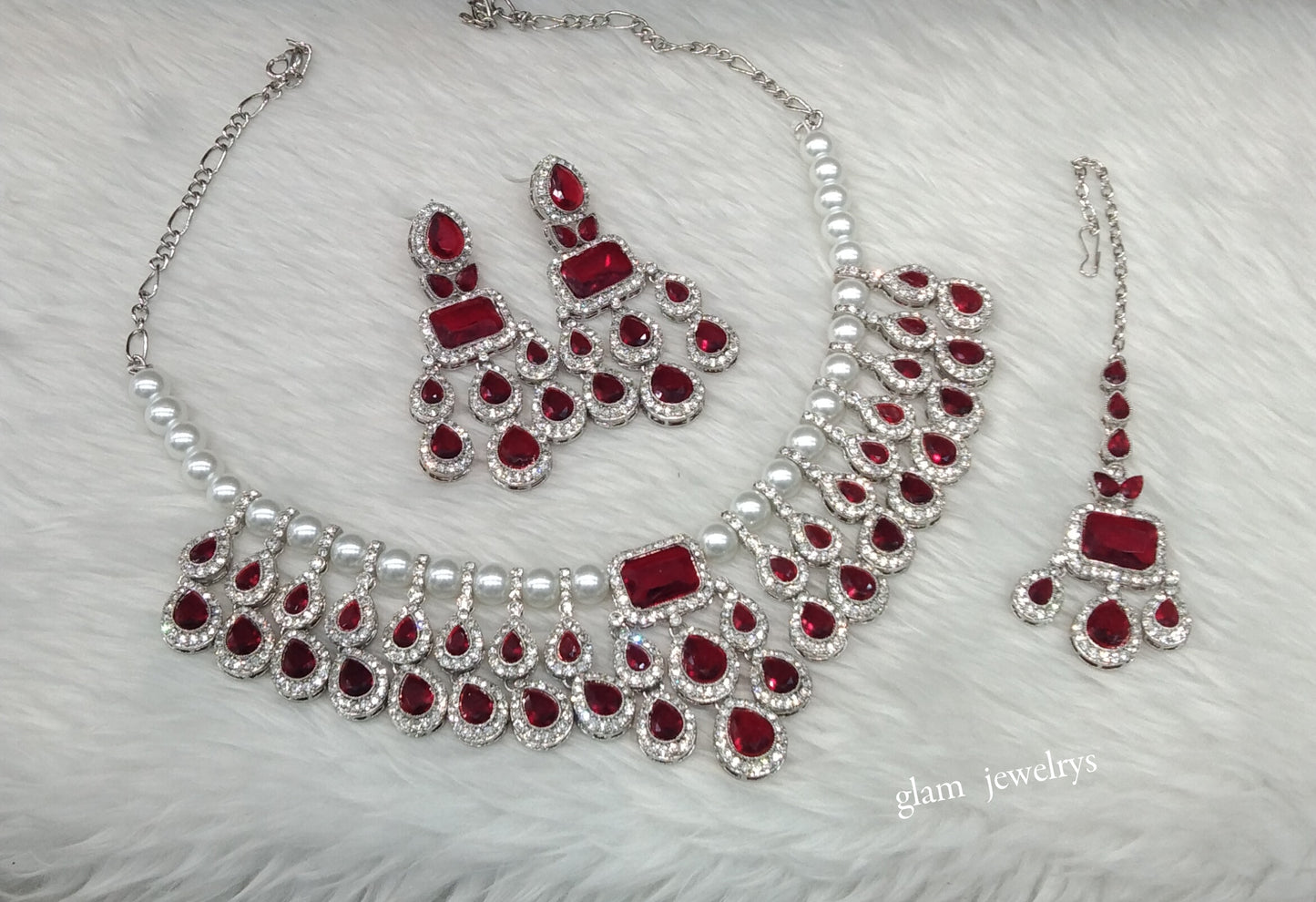 Silver Mroon Necklace Kylie sets