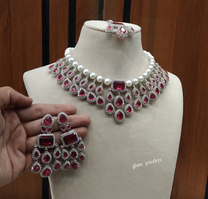 Silver Ruby Necklace Kylie sets