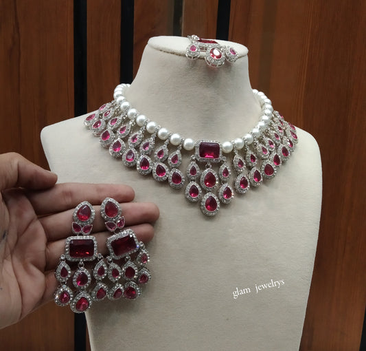 Silver Ruby Necklace Kylie sets