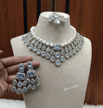 Silver White Necklace Kylie sets